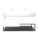 Wisząca szafka SAT B-Way s z umywalką podwójną w białym połysku 119x45x30 cm