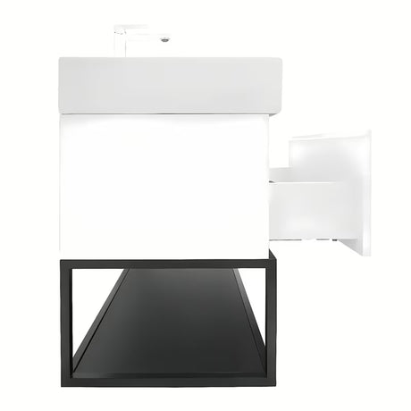 Wisząca szafka pod SAT B-Way s z podwójną umywalką w białym połysku 119x45x30 cm