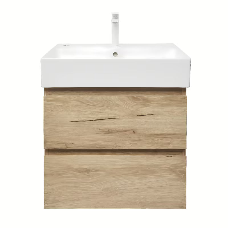 Wisząca szafka łazienkowa SAT B-Way w dekorze dębu z umywalką ceramiczną