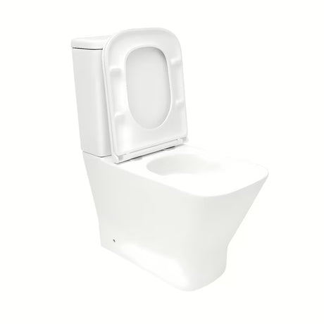 Białe KOMPAKT wc SAT B-Way s ze spłukiwaniem wirowym, zbiornikiem i deską z soft Close