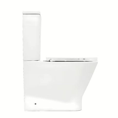 Białe KOMPAKT wc SAT B-Way s ze spłukiwaniem wirowym, zbiornikiem i deską z soft Close
