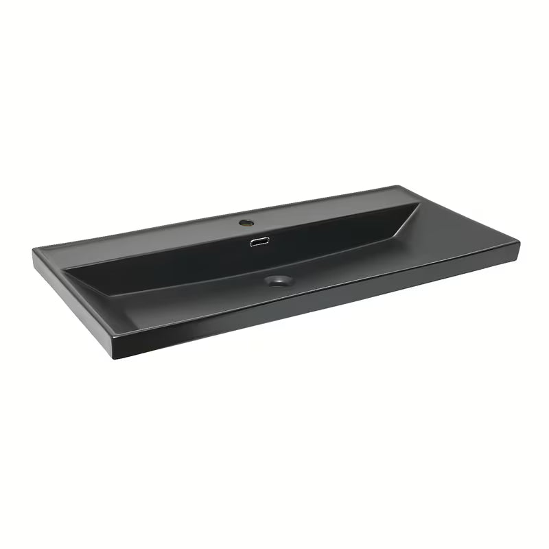 Meblowe ceramiczna umywalka SAT B-Way w kolorze czarny mat z otworem pro baterię pośrodku