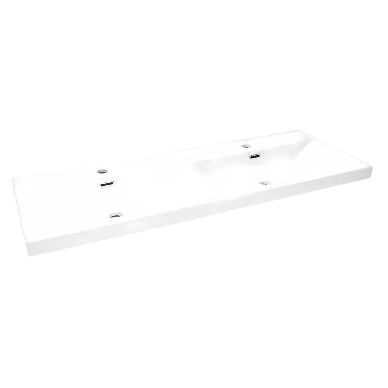 Biała ceramiczna meblowe umywalka podwójna SAT B-Way z dwoma otworami pro baterię i przelewem