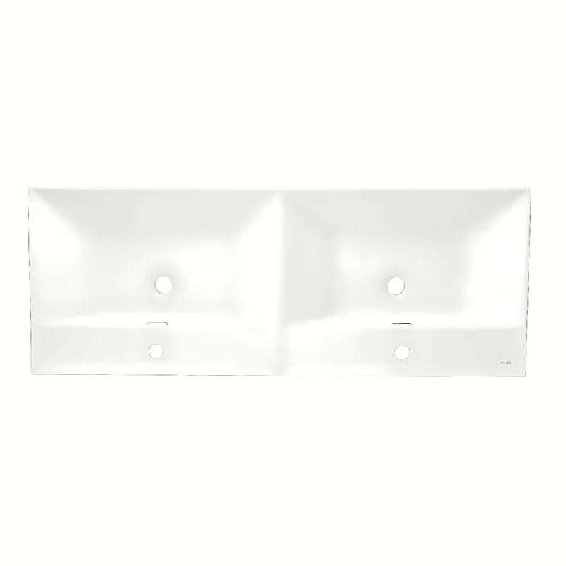 Meblowe umywalka podwójna SAT B-Way 121x46 cm w matowej bieli, z dwoma otworami pro baterię