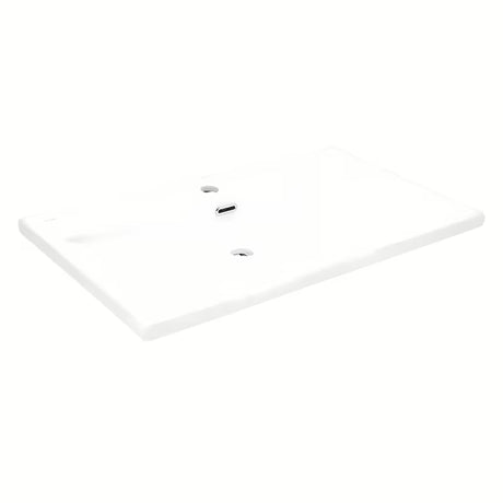 Biała ceramiczna umywalka meblowa SAT B-Way 81x46 cm z półką po prawej stronie i otworem pro na baterię pośrodku.