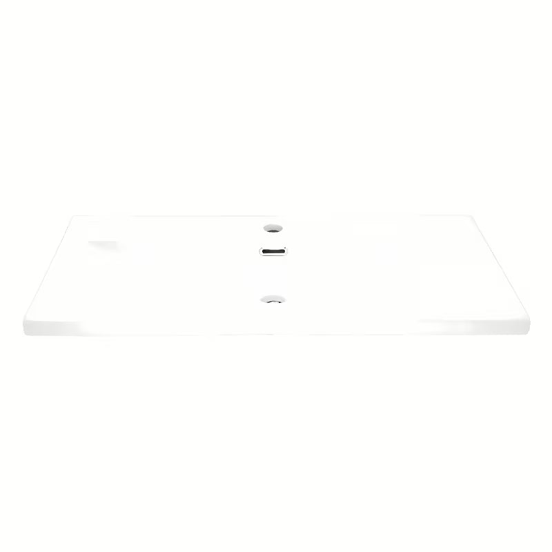 Biała ceramiczna umywalka meblowa SAT B-Way 81x46 cm z półką po prawej stronie i otworem pro na baterię pośrodku.