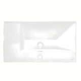 Biała ceramiczna umywalka meblowa SAT B-Way 81x46 cm z półką po prawej stronie i otworem pro na baterię pośrodku.