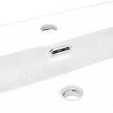 Biała ceramiczna umywalka meblowa SAT B-Way 81x46 cm z półką po prawej stronie i otworem pro na baterię pośrodku.