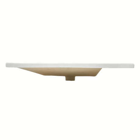 Biała ceramiczna umywalka meblowa SAT B-Way 81x46 cm z półką po prawej stronie i otworem pro na baterię pośrodku.