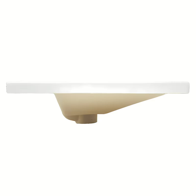 Biała ceramiczna umywalka meblowa SAT B-Way 81x46 cm z półką po prawej stronie i otworem pro na baterię pośrodku.