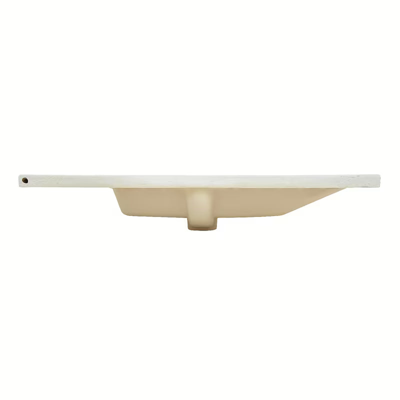 Biała ceramiczna umywalka meblowa SAT B-Way 81x46 cm z półką po prawej stronie i otworem pro na baterię pośrodku.