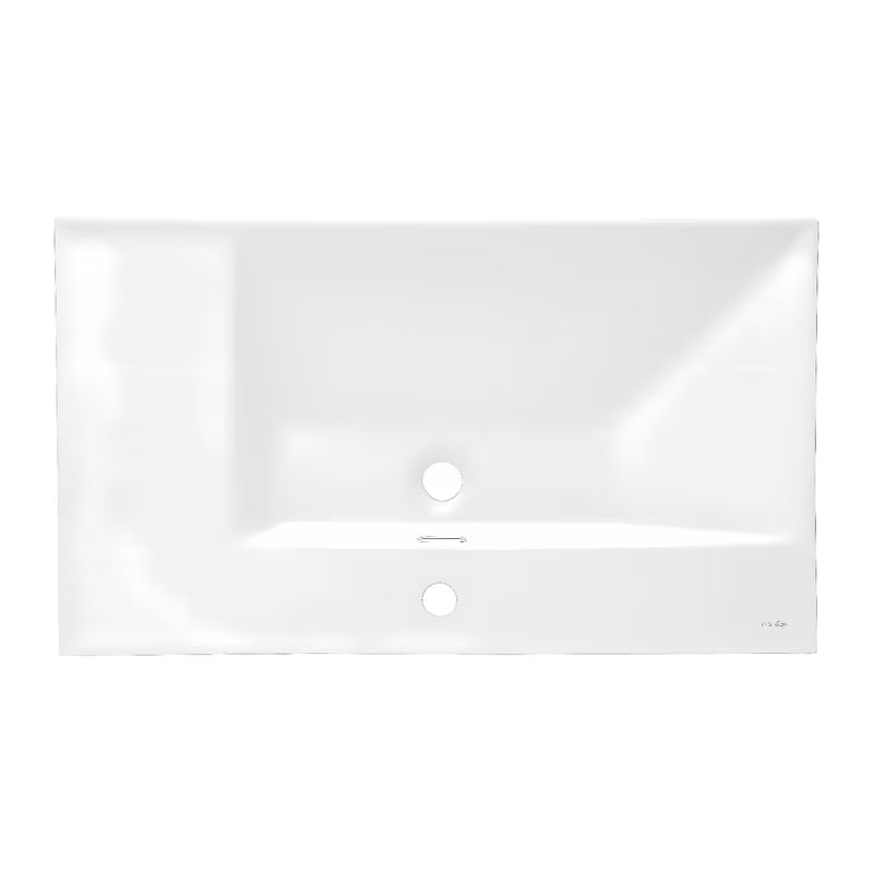 Meblowe umywalka ceramiczna SAT B-Way 81x46 cm w kolorze biały mat z półką po prawej stronie.