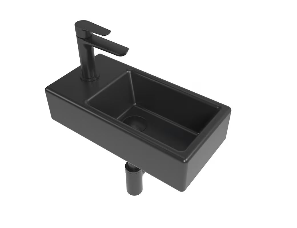 Zestaw mebli Łazienkowych SAT Brevis w kolorze czarnym z umywalką 40,5 x 20,5 cm, baterią i syfonem