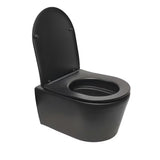 Czarno-matowy miska WC wisząca SAT Brevis z ukrytym mocowaniem i deską soft Close
