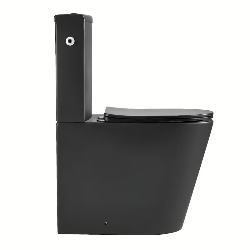 Wolnostojący  KOMPAKT wc SAT Brevis w kolorze czarny mat z miską bezkołnierzową i deską soft Close.