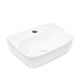Białe ceramiczne mała umywalka SAT Brevis 43x30 cm bez przelewu z otworem pro na baterię