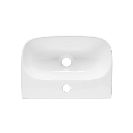 Białe ceramiczne mała umywalka SAT Brevis 43x30 cm bez przelewu z otworem pro na baterię