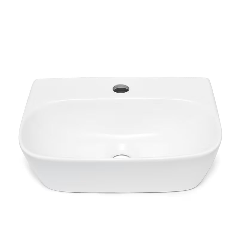 Białe ceramiczne mała umywalka SAT Brevis 43x30 cm bez przelewu z otworem pro na baterię