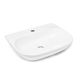 Biała wiszące ceramiczna umywalka SAT Brevis 50x38,5 cm bez przelewu z otworem pro na baterię.