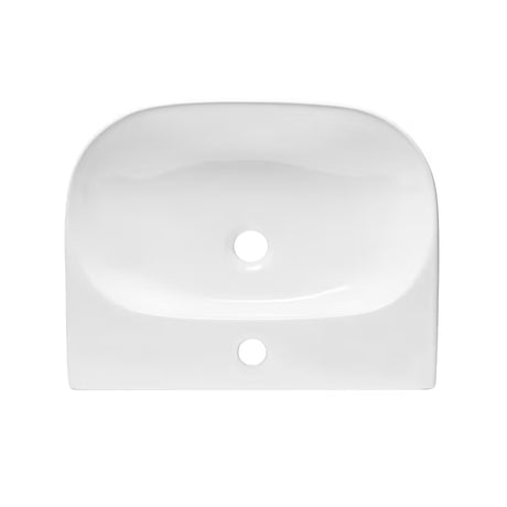 Biała wiszące ceramiczna umywalka SAT Brevis 50x38,5 cm bez przelewu z otworem pro na baterię.
