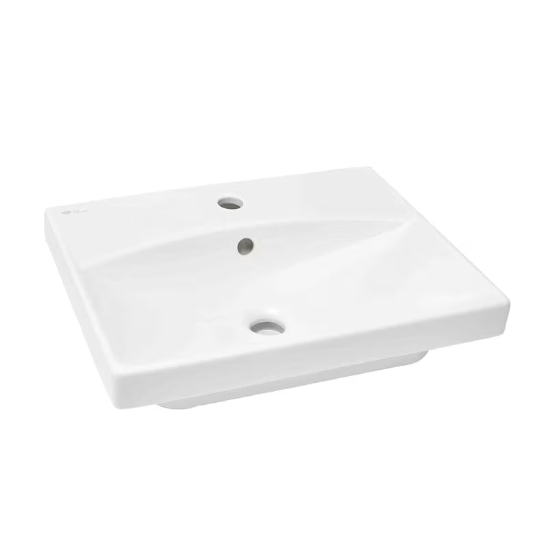 Biała wiszące umywalka ceramiczna SAT Brevis 50,5x40 cm z przelewem i otworem pro na baterię pośrodku