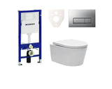 Zestaw WC podtynkowy SAT Brevis z modułem Geberit Duofix, przyciskiem spłukującym i deską z soft Close oraz EasyLock