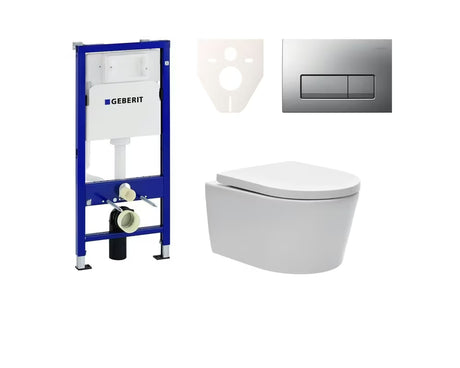Zestaw WC podtynkowy SAT Brevis z modułem Geberit Duofix, przyciskiem spłukującym i deską z soft Close oraz EasyLock