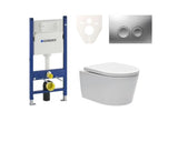 Zestaw WC podtynkowy SAT Brevis z modułem instalacyjnym i zbiornikiem Geberit Delta pro do montażu przedściennego.