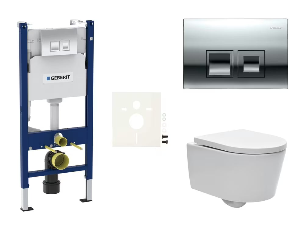 Zestaw WC podtynkowy SAT Brevis z modułem Geberit Duofix, przyciskiem spłukującym Delta i deską soft Close