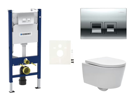Zestaw WC podtynkowy SAT Brevis z modułem Geberit Duofix, przyciskiem spłukującym Delta i deską soft Close