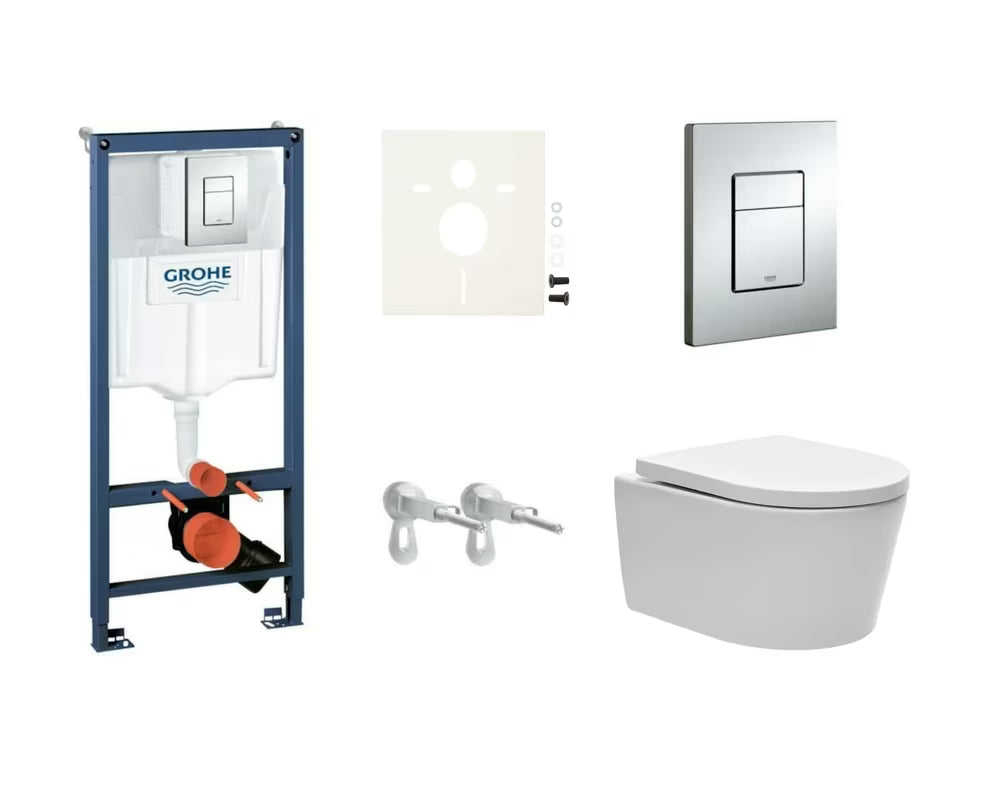 Zestaw WC podtynkowy SAT Brevis z modułem Grohe Rapid SL i przyciskiem spłukującym Skate Cosmopolitan