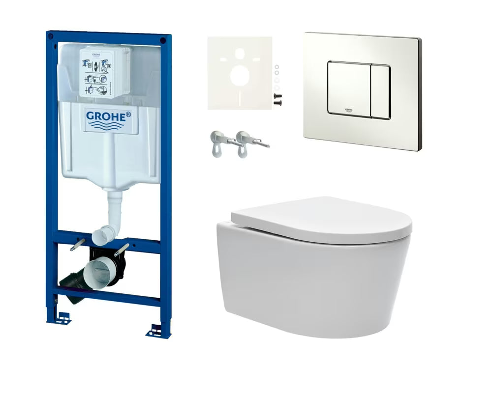 Zestaw WC podtynkowy SAT Brevis z modułem podtynkowym Grohe Rapid SL i przyciskiem spłukującym