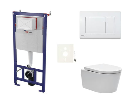 Zestaw WC podtynkowy SAT Brevis z modułem podtynkowym, przyciskiem spłukującym i deską soft Close