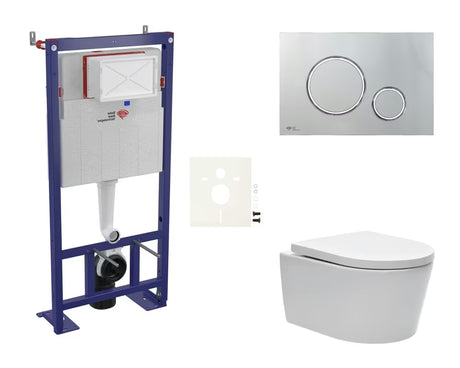 Zestaw WC podtynkowy SAT Brevis ze stelażem podtynkowym, cichą spłuczką i deską sedesową z soft Close i EasyLock.