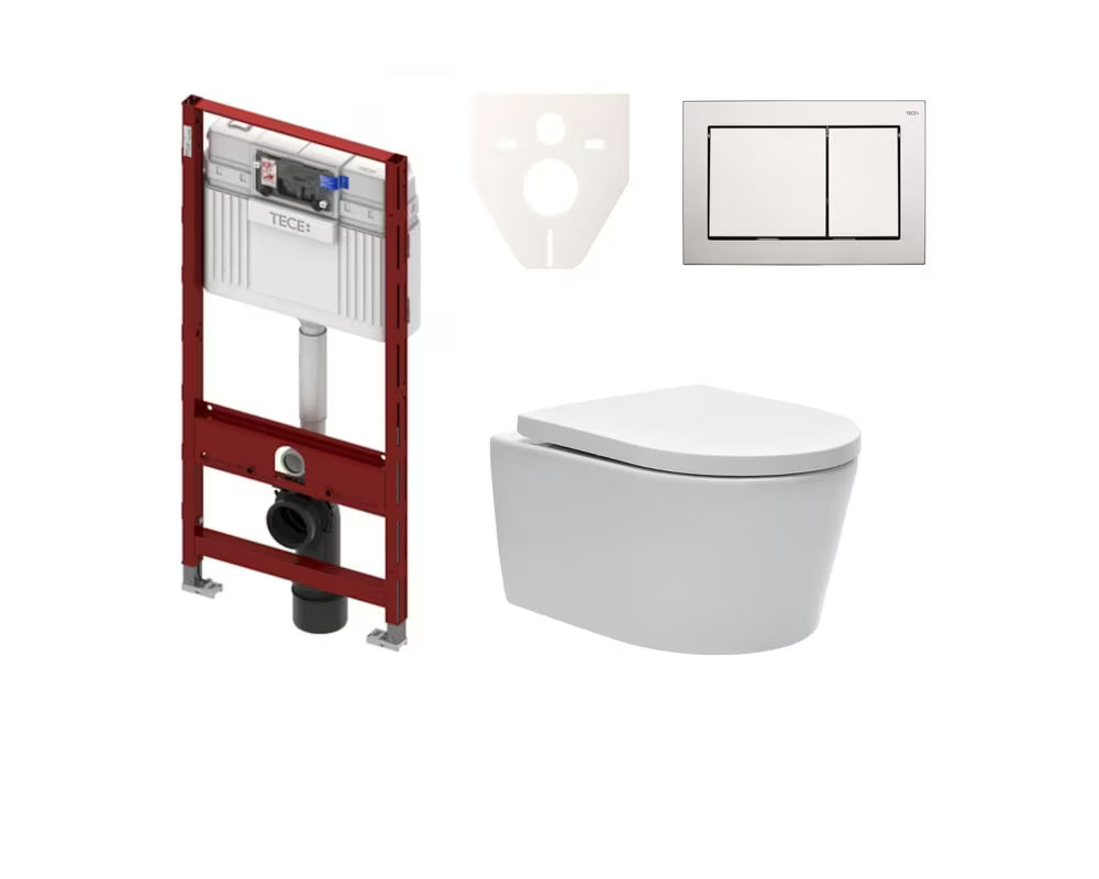 Zestaw WC podtynkowy SAT Brevis z modułem podtynkowym TECE Profil i przyciskiem spłukującym