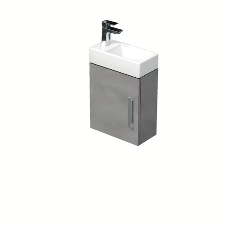 Wisząca szafka łazienkowa SAT Cube Way z ceramiczną umywalką w dekorze betonu, 40x47,5x20 cm.