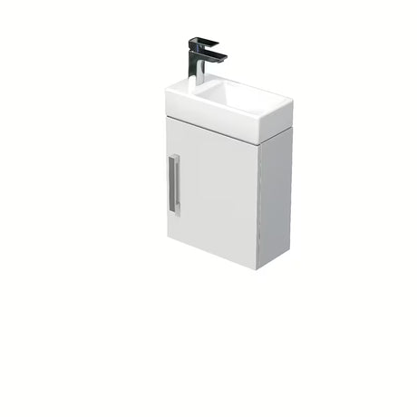 Wisząca szafka łazienkowa SAT Cube Way 1 z ceramiczną umywalką w białym połysku