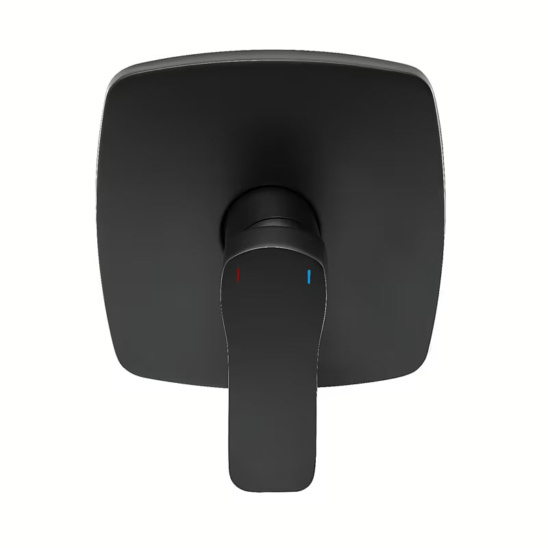 Podtynkowa jednouchwytowa bateria prysznicowa SAT Cube Way w czarnym macie pro nowoczesnej łazienki.
