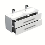 Wisząca szafka łazienkowa SAT Cube Way z podwójną umywalką 120x40 cm w kolorze białym