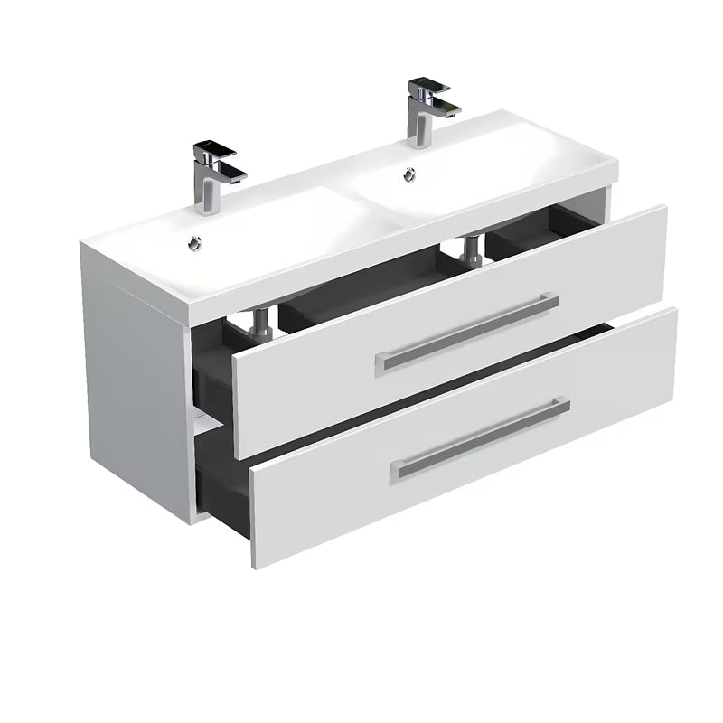 Wisząca szafka łazienkowa SAT Cube Way z podwójną umywalką 120x40 cm w kolorze białym