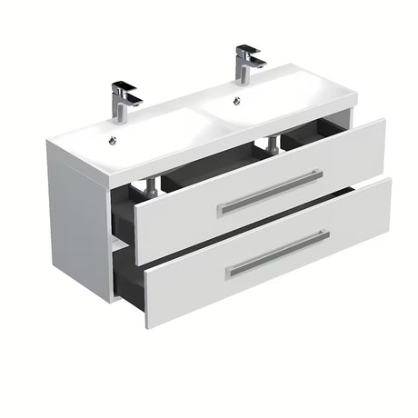 Wisząca szafka łazienkowa SAT Cube Way z podwójną umywalką 120x40 cm w kolorze białym