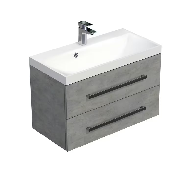 Wisząca szafka łazienkowa z umywalką SAT Cube Way 80x40x53 cm w imitacji betonu