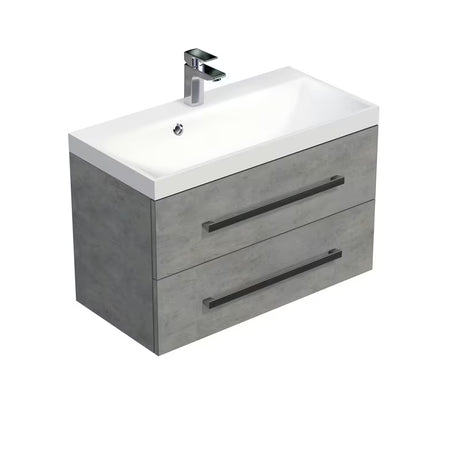 Wisząca szafka łazienkowa z umywalką SAT Cube Way 80x40x53 cm w imitacji betonu