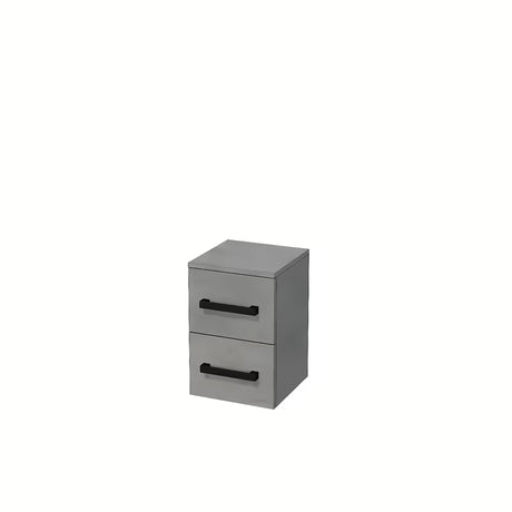 Niska wisząca szafka łazienkowa SAT Cube Way w imitacji betonu z czarnymi uchwytami