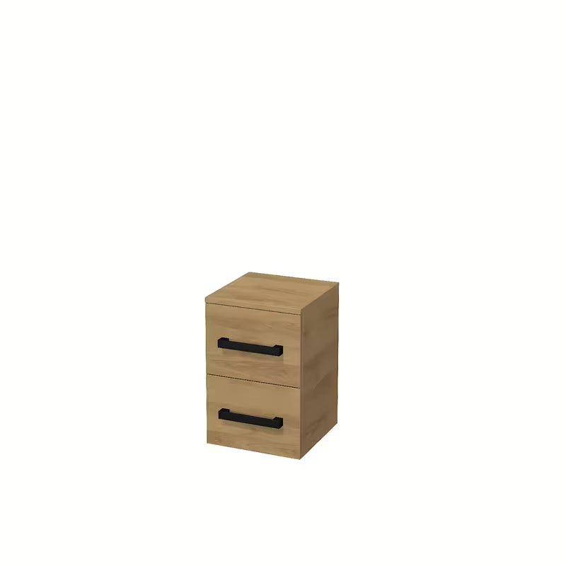 Niska stojący szafka łazienkowa SAT Cube Way w dekorze dębu hickory z matowym wykończeniem.