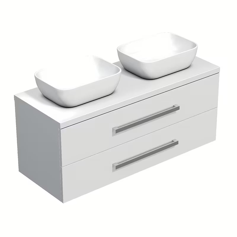 Wisząca szafka łazienkowa SAT Cube Way z blatem w białym połysku 120x46x53 cm
