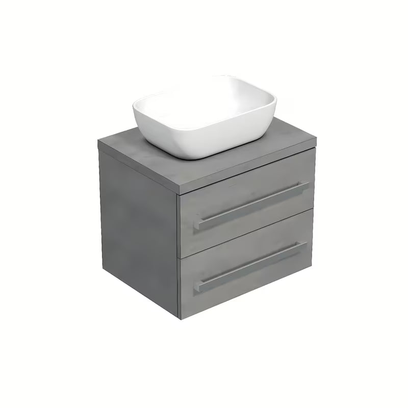 Wisząca szafka łazienkowa SAT Cube Way z blatem w imitacji betonu i szufladami z pełnym wysuwem