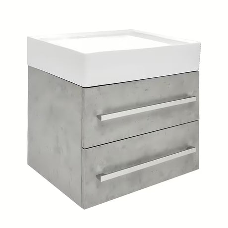 Wisząca szafka łazienkowa SAT Cube Way z umywalką ceramiczną w dekorze beton 60x46x53 cm