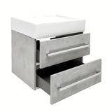 Wisząca szafka łazienkowa SAT Cube Way z umywalką ceramiczną w dekorze beton 60x46x53 cm