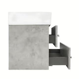 Wisząca szafka łazienkowa SAT Cube Way z umywalką ceramiczną w dekorze beton 60x46x53 cm